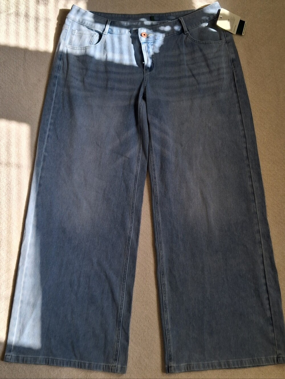 halara flex asymmetric low rise button wide leg washed baggy jeans 90s grunge